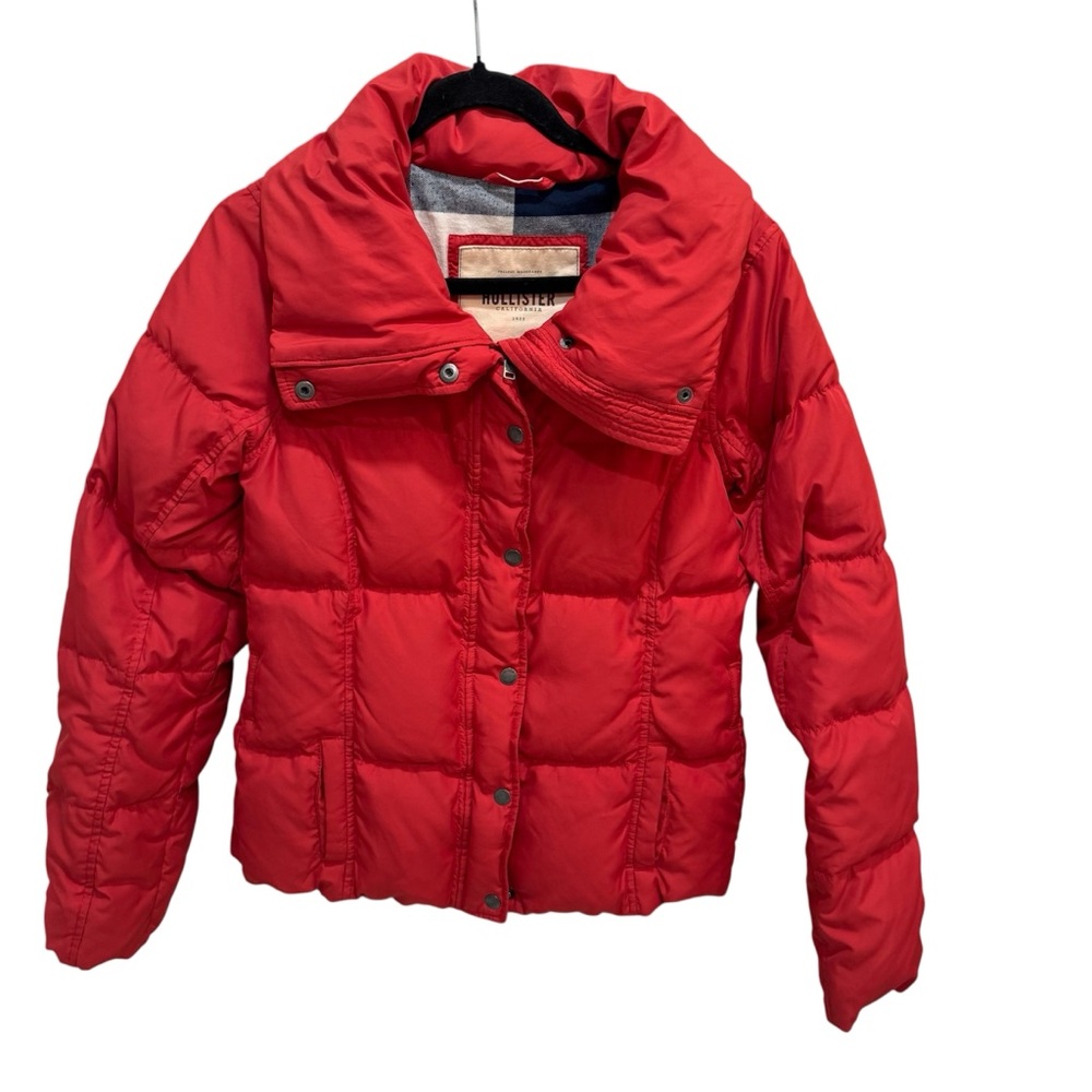 Holister Women’s Dual Zipper Red Goose Down Puffer Jacket L
